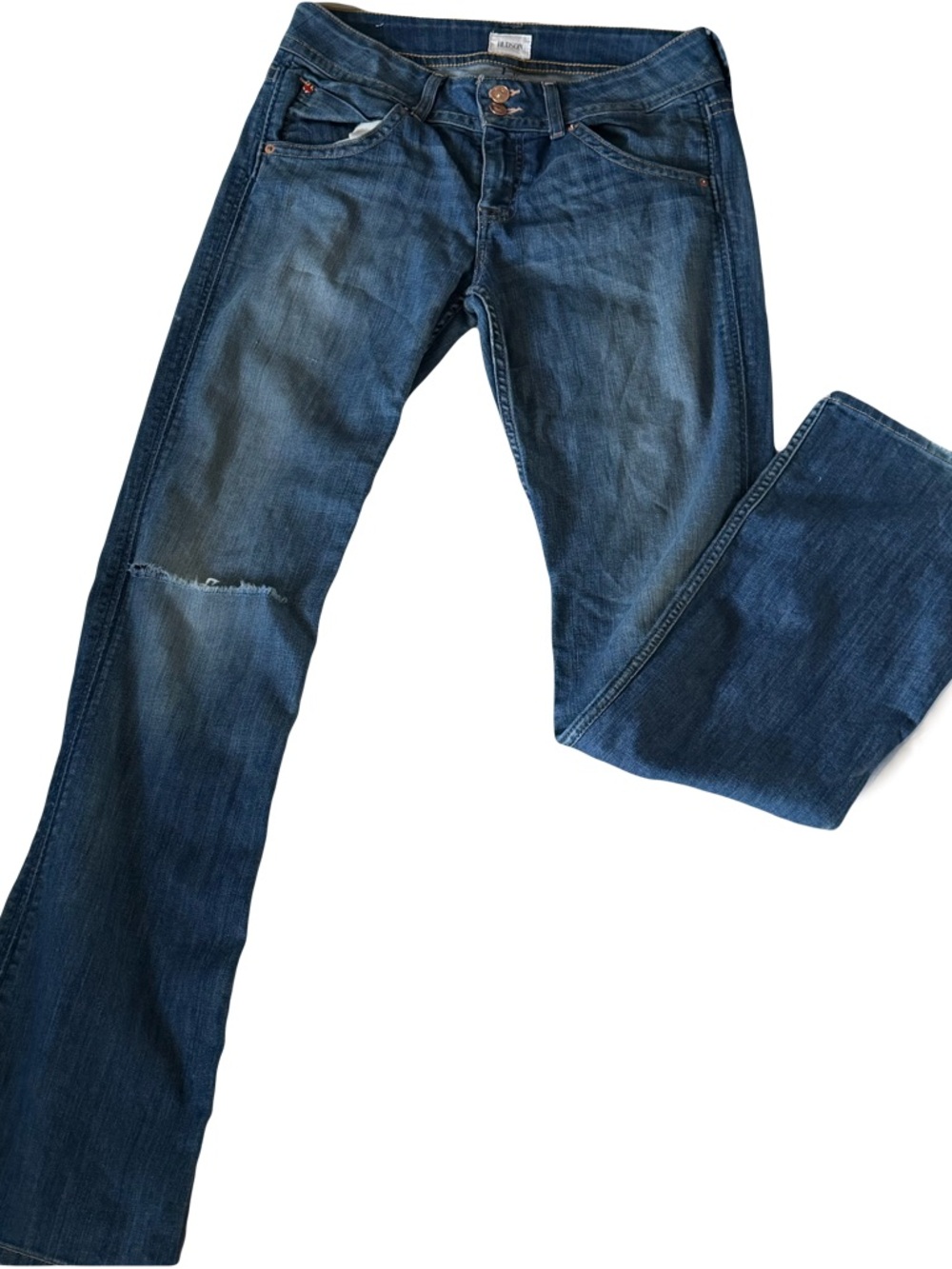 Hudson signature mid rise bootcut distressed ripped jeans 29